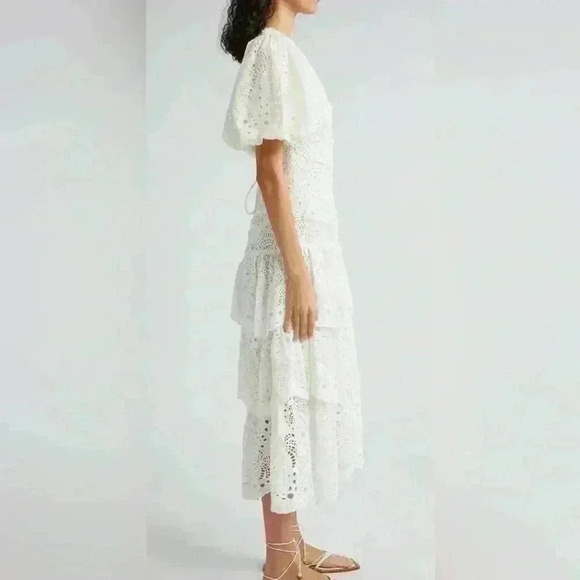 NWT Farm Rio Eyelet Cotton Lace-Up Midi-Dress size M - Picture 3 of 10